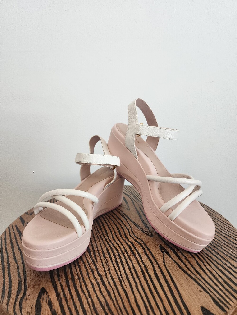Cole Haan Grand Ambition Addison Strappy Wedge Sandals White Pink Women's Size 7 - Picture 5 of 16